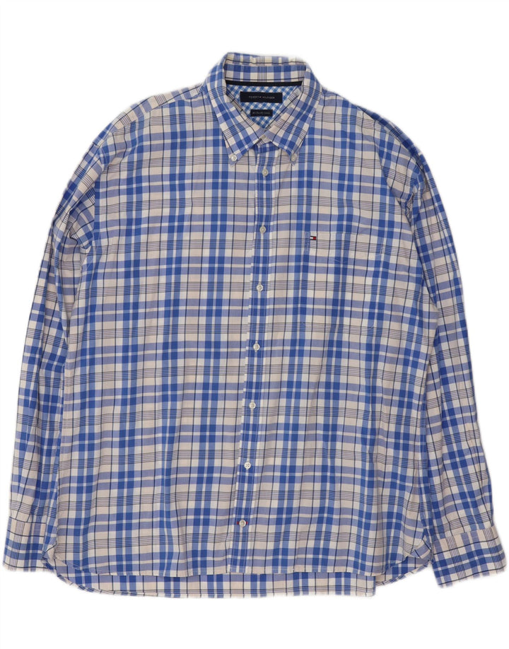 Camisa masculina Tommy Hilfiger XL azul xadrez algodão