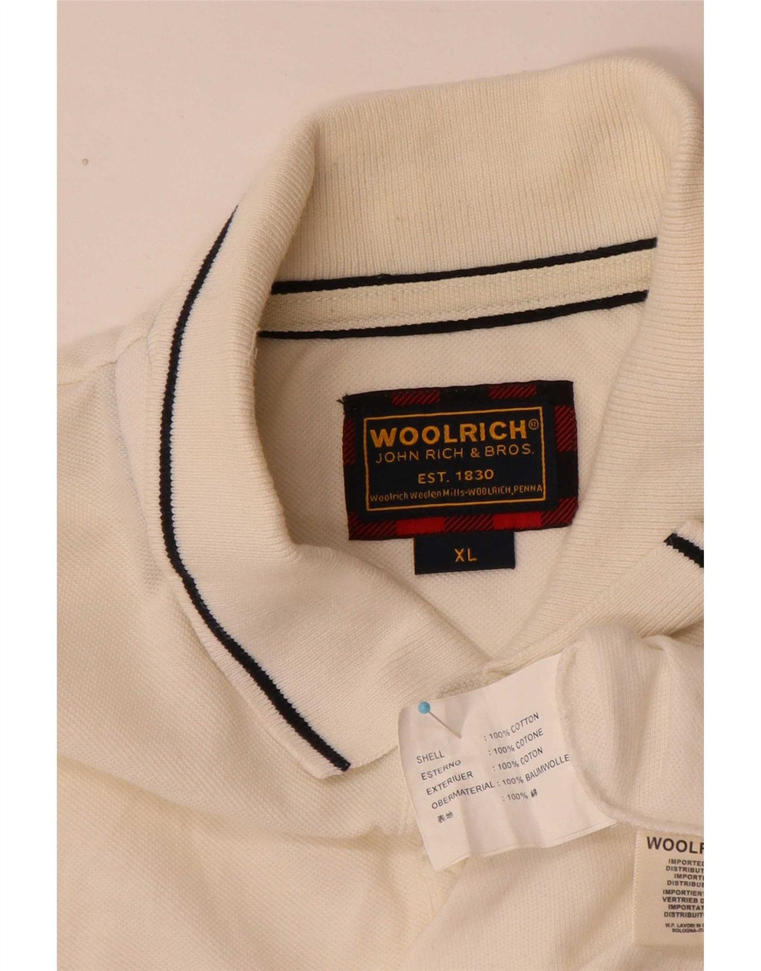 Camisa polo masculina Woolrich XL algodão branco