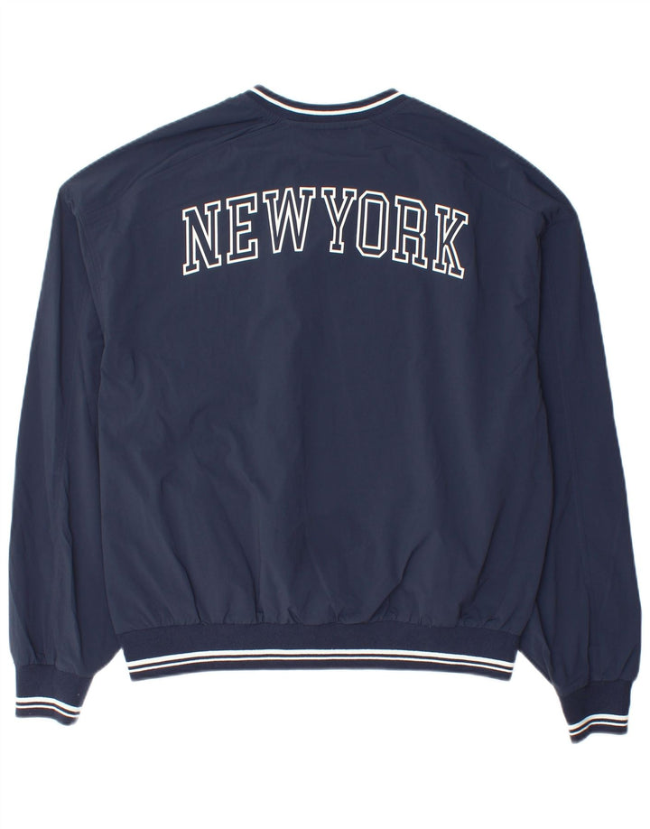 Zara Mens New York Graphic Loose Fit Pulôver Treino Top Pequeno Azul Marinho