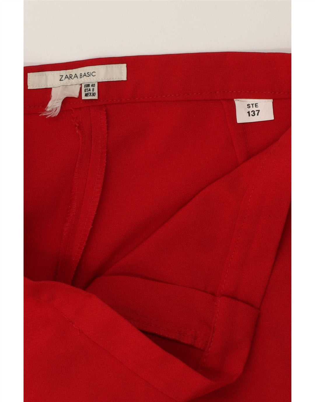 Calça feminina reta casual Zara EU 40 médio W30 L27 vermelho