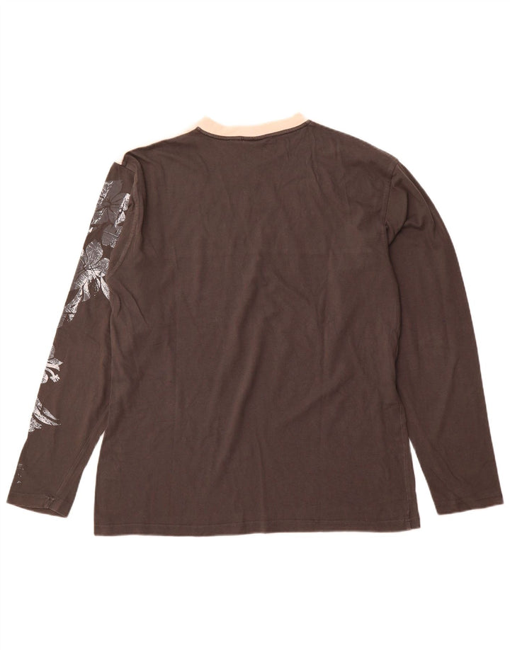 BEST COMPANY Top gráfico masculino manga longa cinza médio algodão colorblock