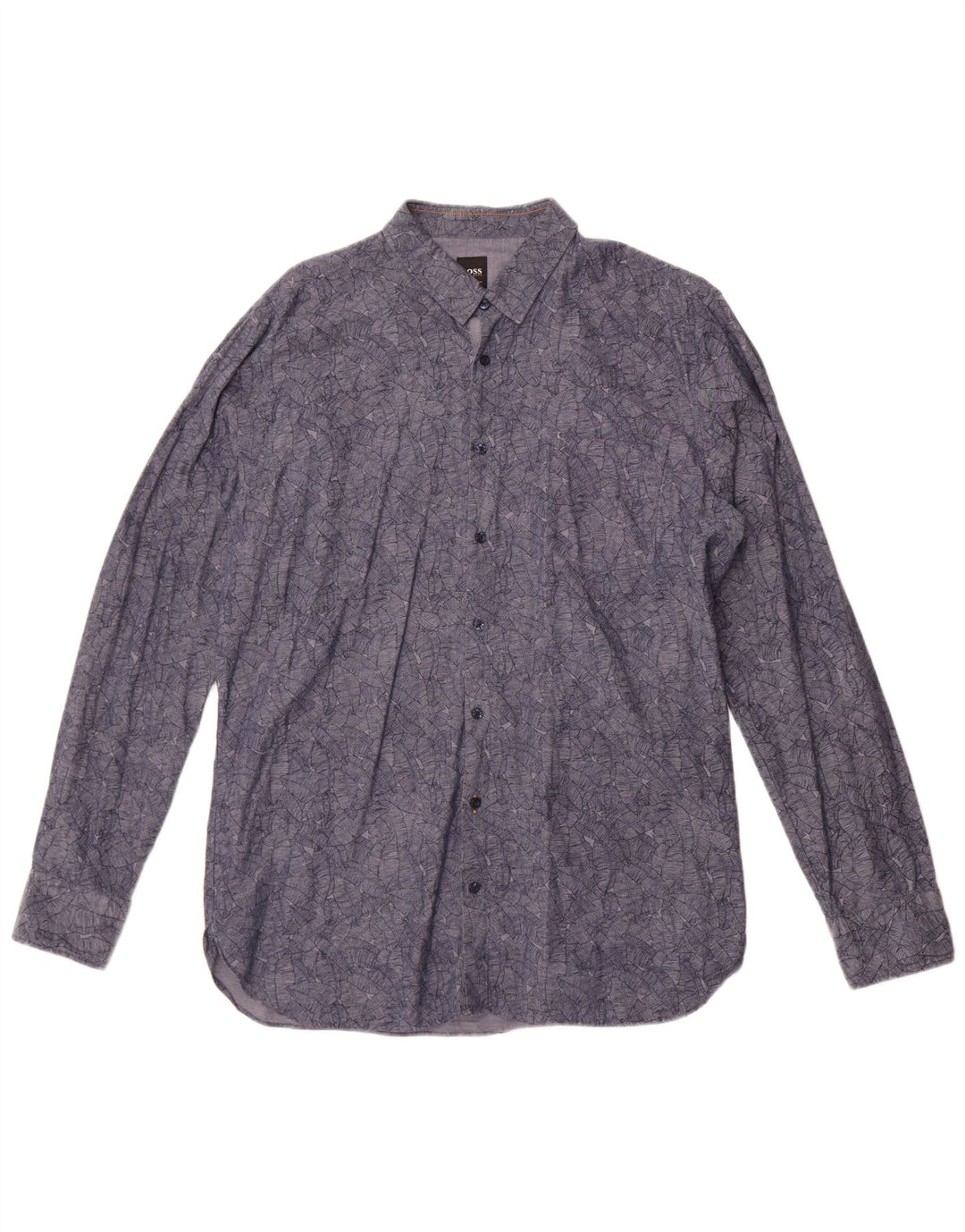 Camisa masculina Hugo Boss grande algodão floral azul marinho