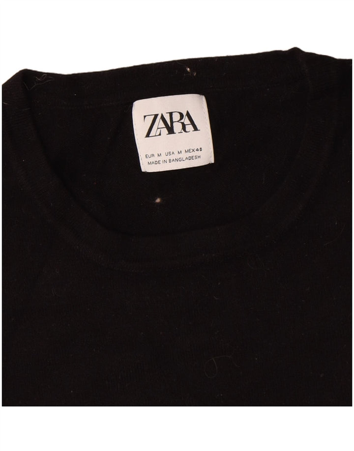 Zara Suéter masculino com gola redonda e viscose preta média