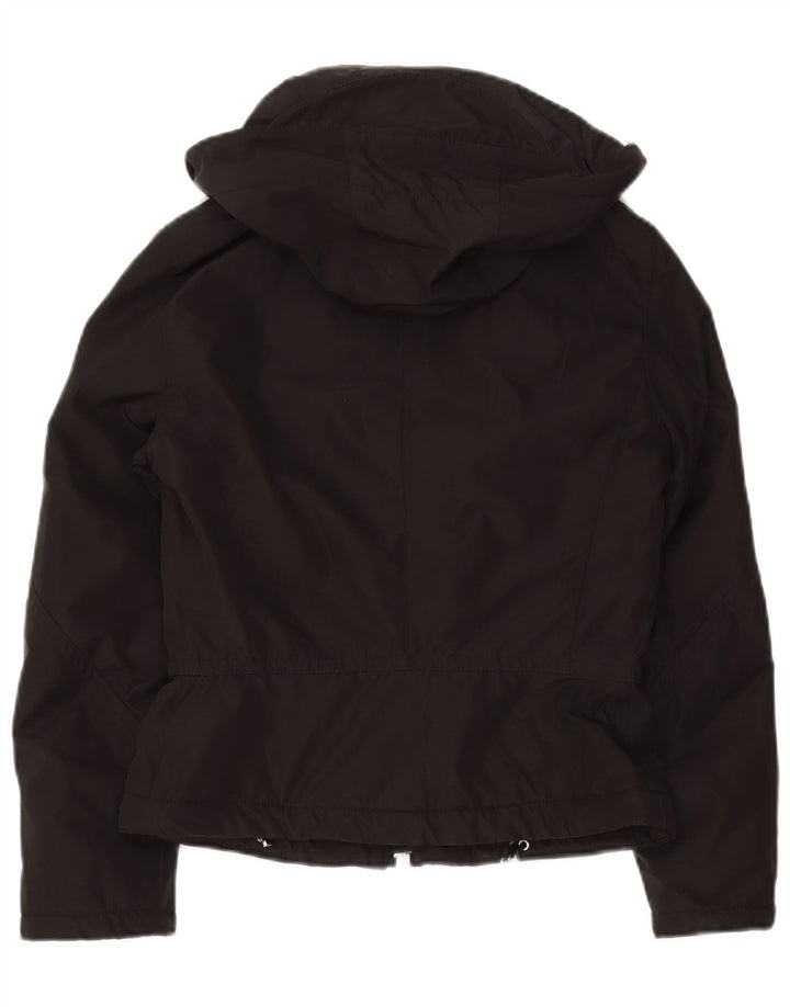 Post Card Womens Hooded Bomber Jacket UK 6 XS Poliamida Preta