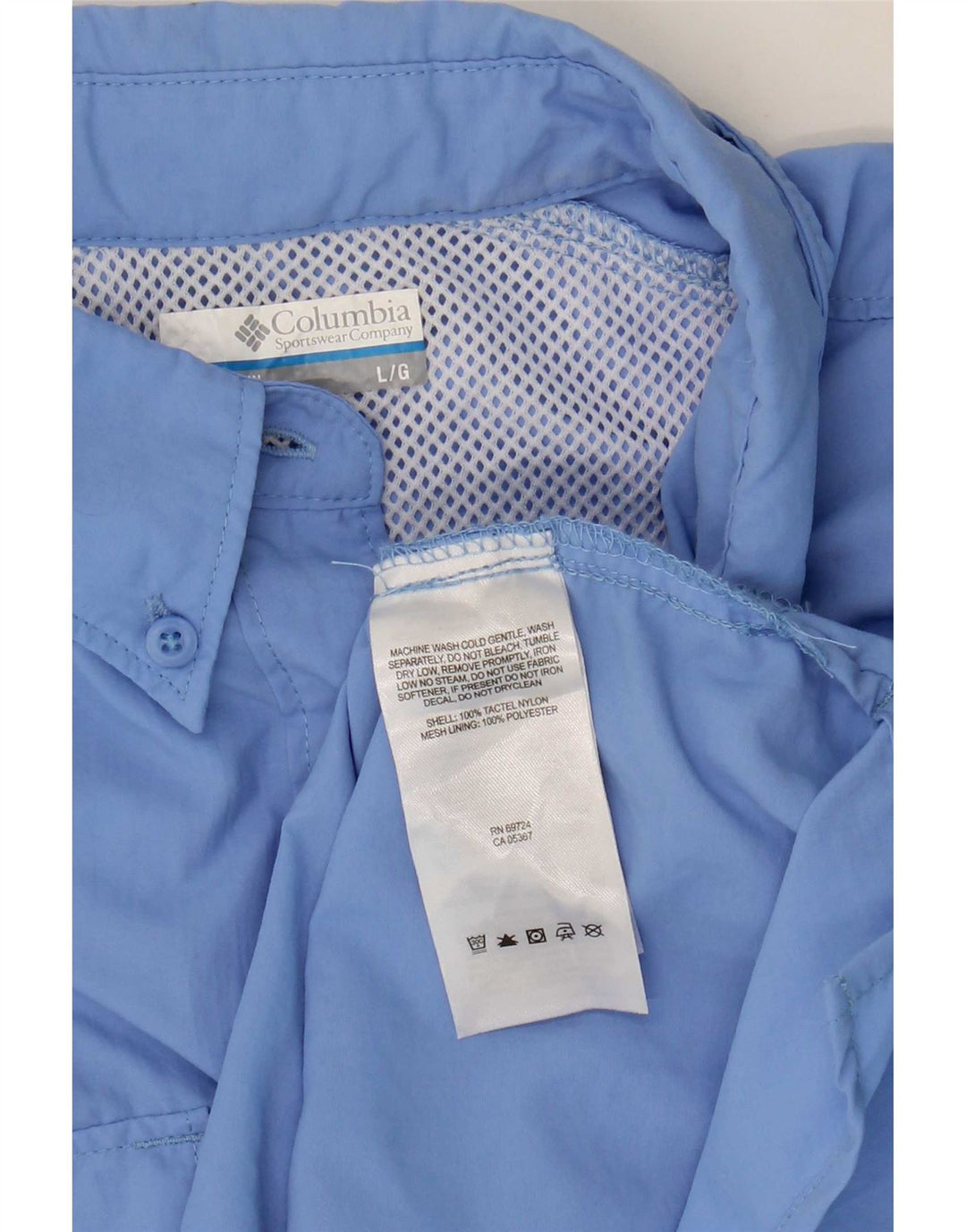 Camiseta feminina Columbia de manga curta grande azul nylon