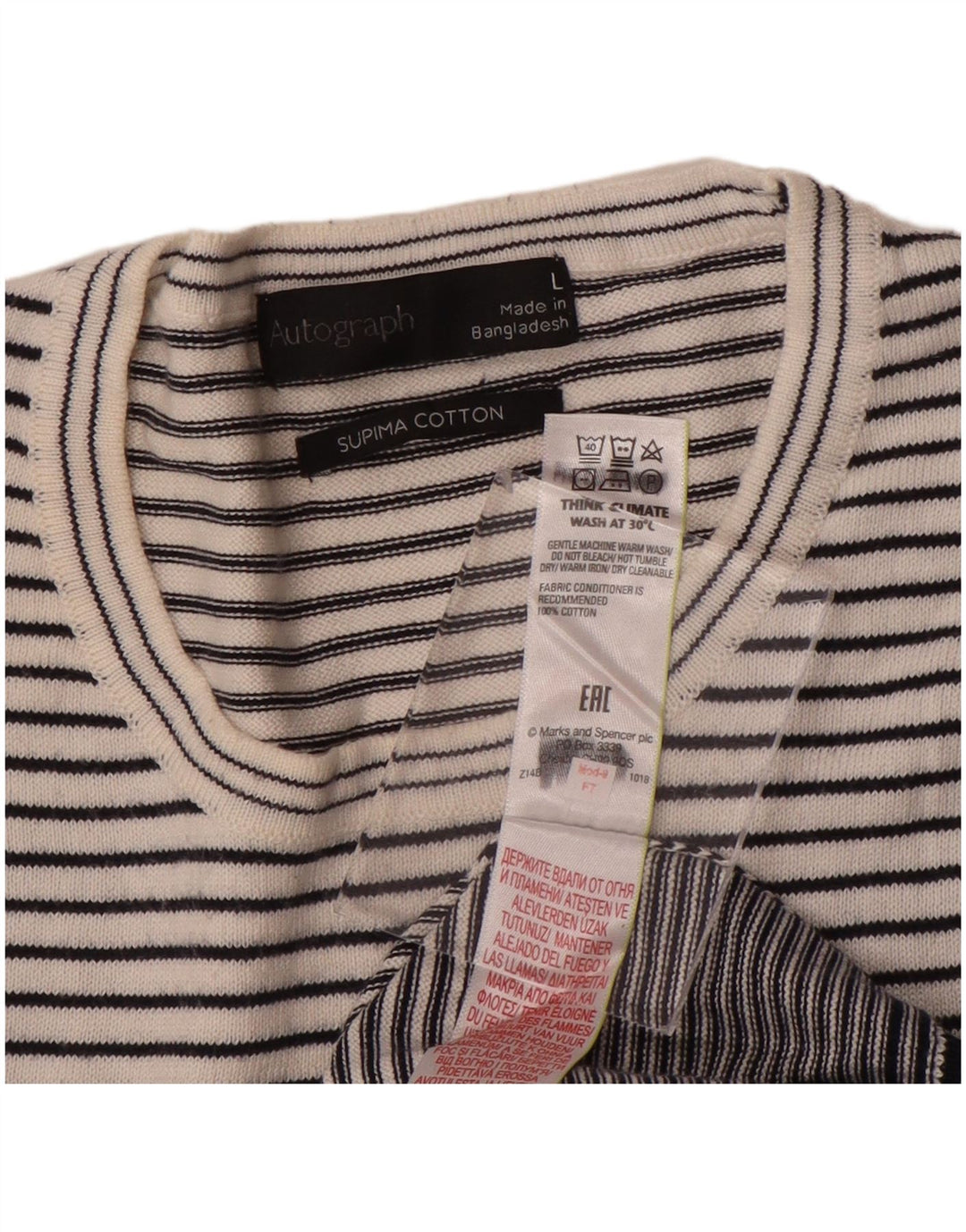 Suéter feminino Marks & Spencer Autograph com gola redonda Reino Unido 16 grande branco