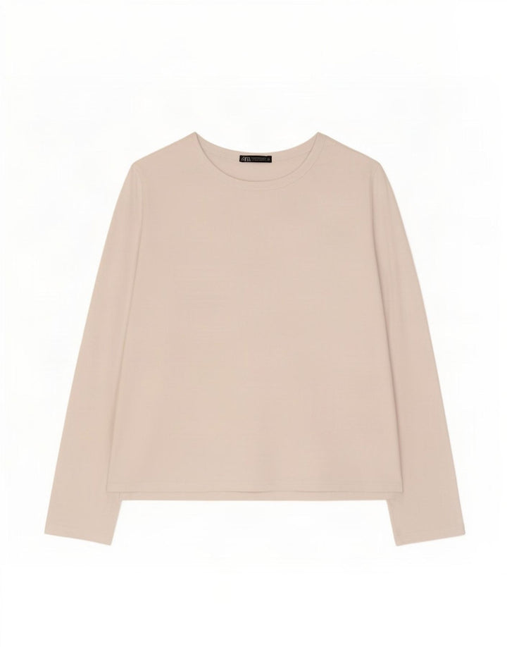 Top feminino Zara manga comprida UK 18 XL branco