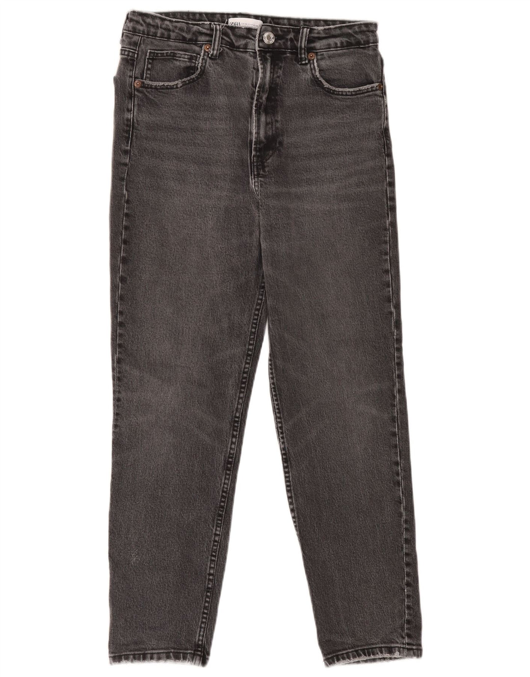 Zara Jeans Cônicos Femininos EU 40 Médio W30 L26 Cinza