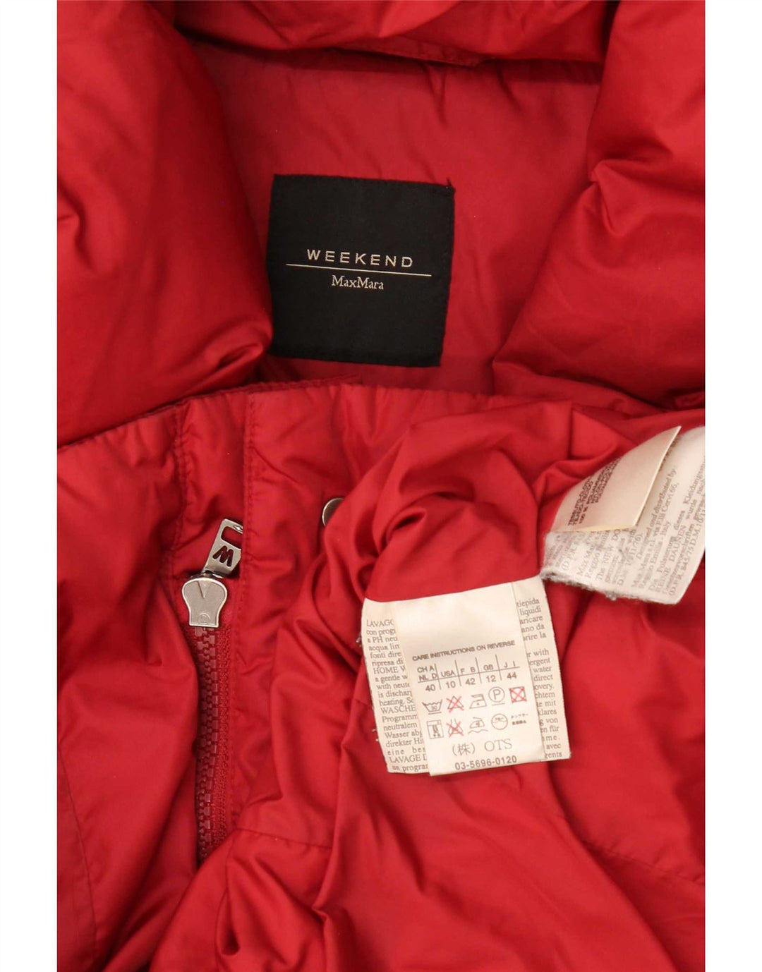 Jaqueta acolchoada de fim de semana feminina Max Mara UK 12 poliamida vermelha média