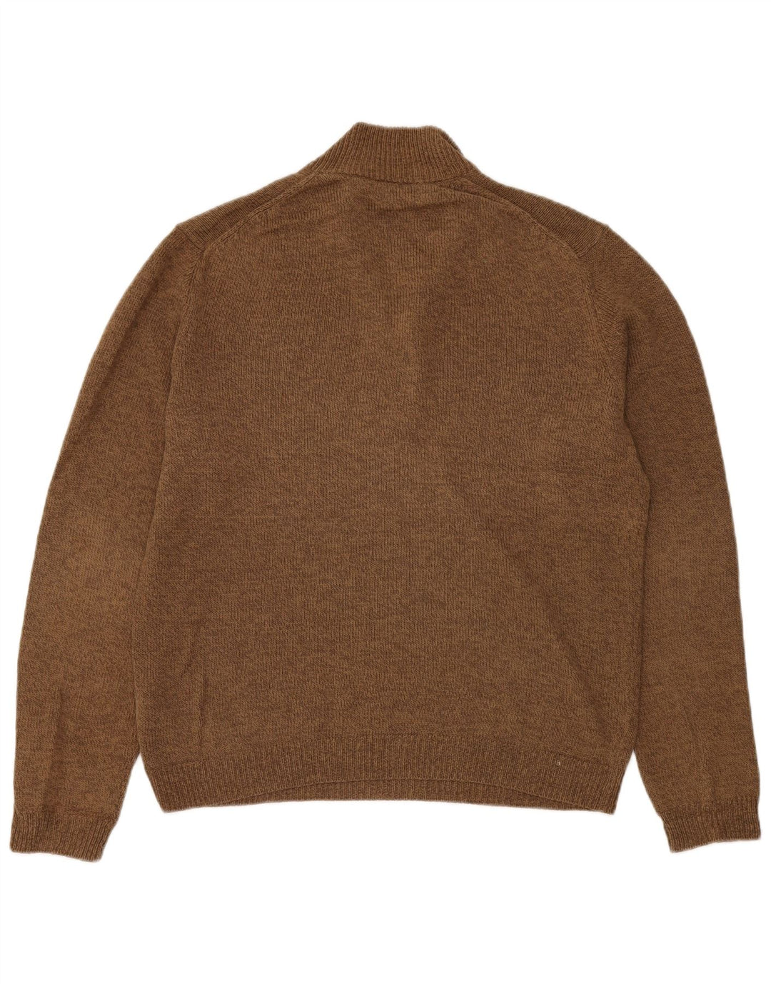 Suéter masculino Massimo Dutti com zíper e gola grande em linho marrom