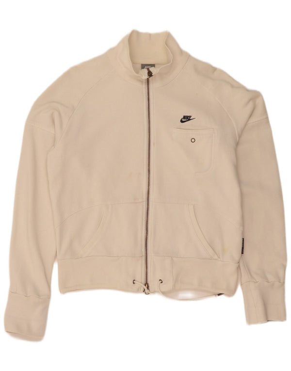 Nike Womens Tracksuit Top Jacket UK 10/12 Médio Algodão Branco