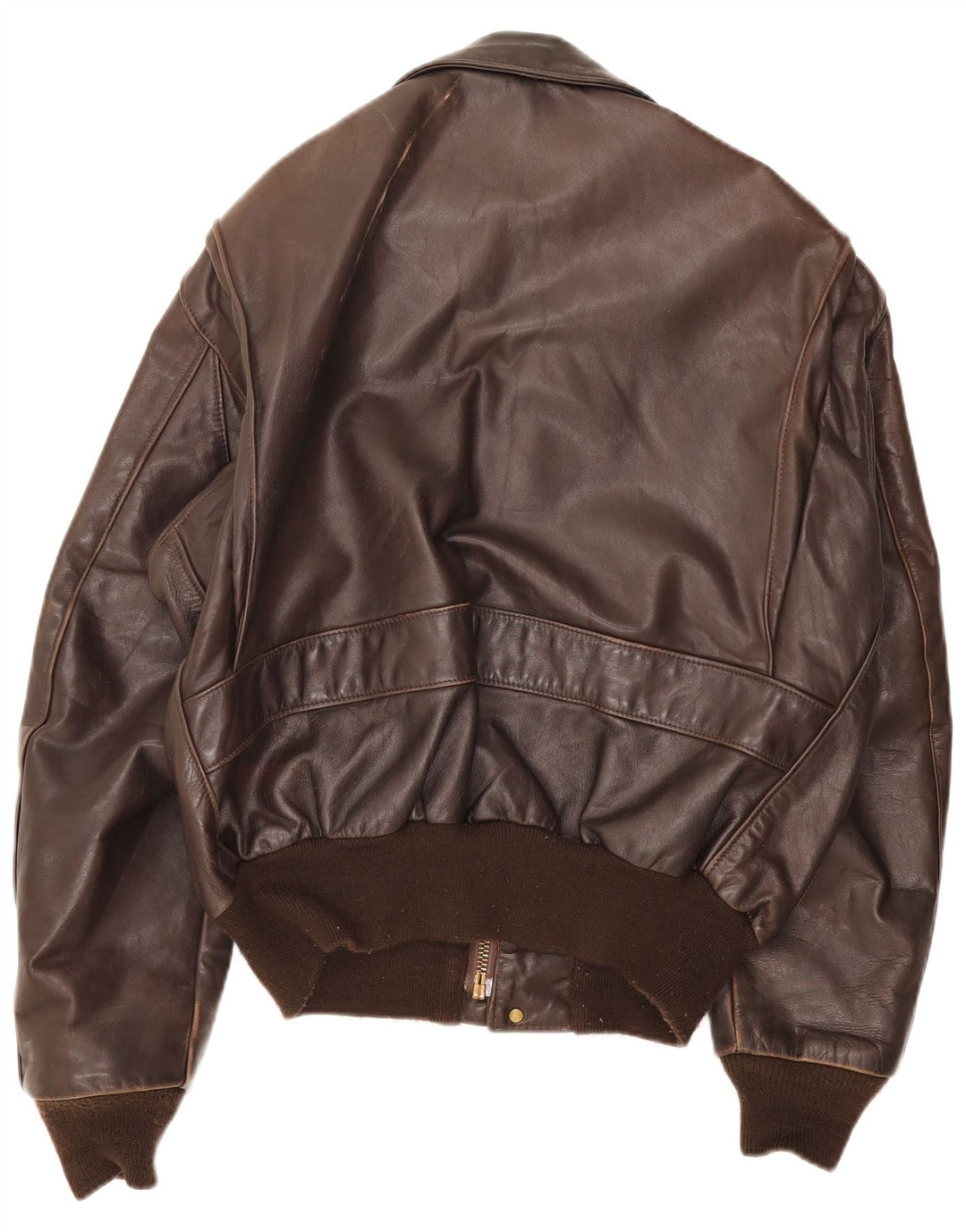 Jaqueta bomber masculina vintage de couro militar Reino Unido 38 marrom médio