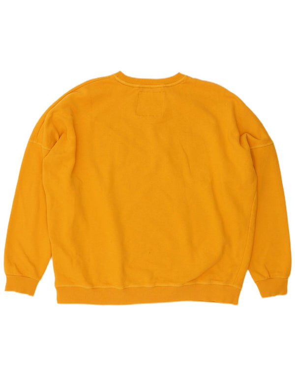 Superdry feminino gráfico oversized moletom jumper UK 12 médio amarelo