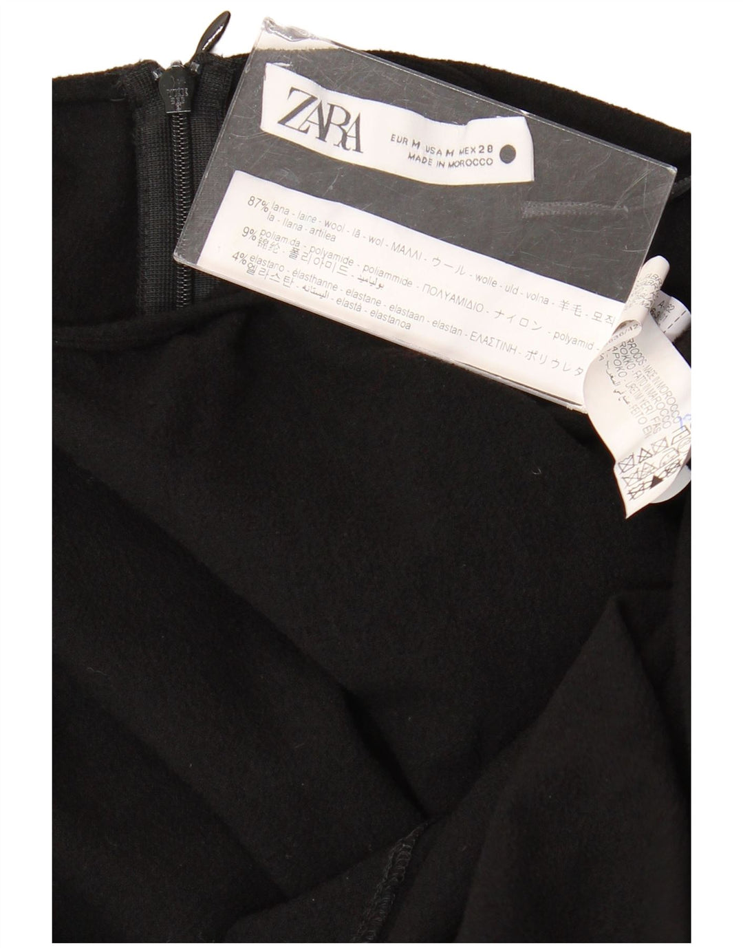 Vestido maxi feminino de manga comprida ZARA Reino Unido 12 lã preta média