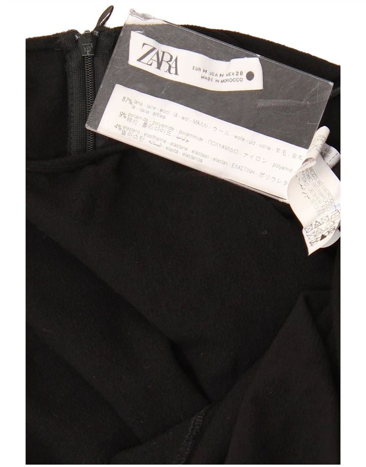 Vestido maxi feminino de manga comprida ZARA Reino Unido 12 lã preta média