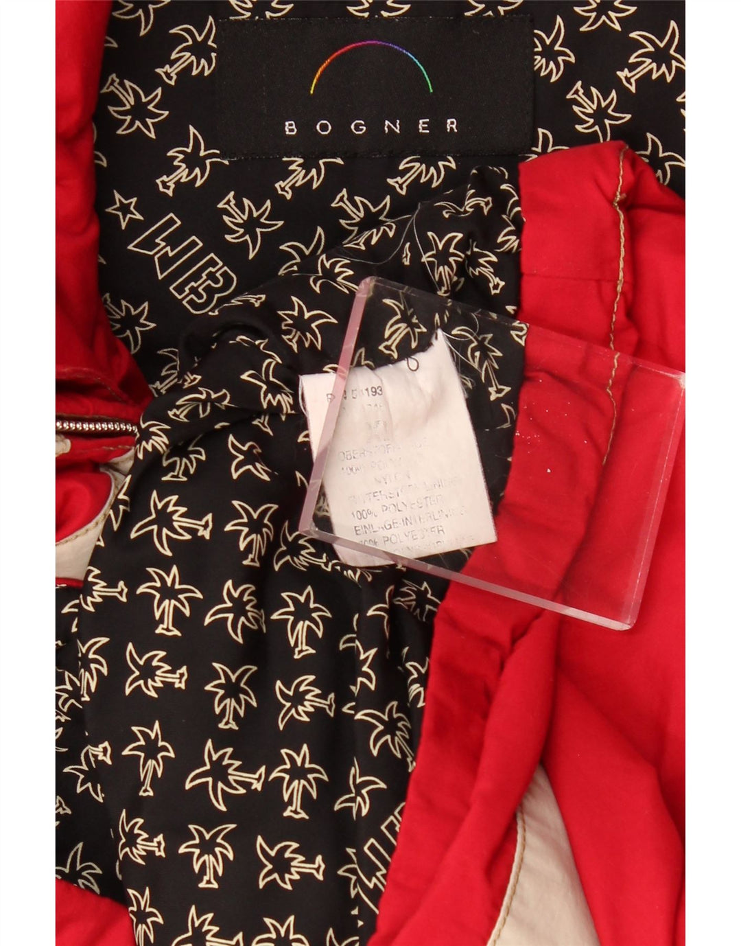 Jaqueta masculina Anorak gráfica BOGNER Reino Unido 42 XL vermelho colorblock poliéster