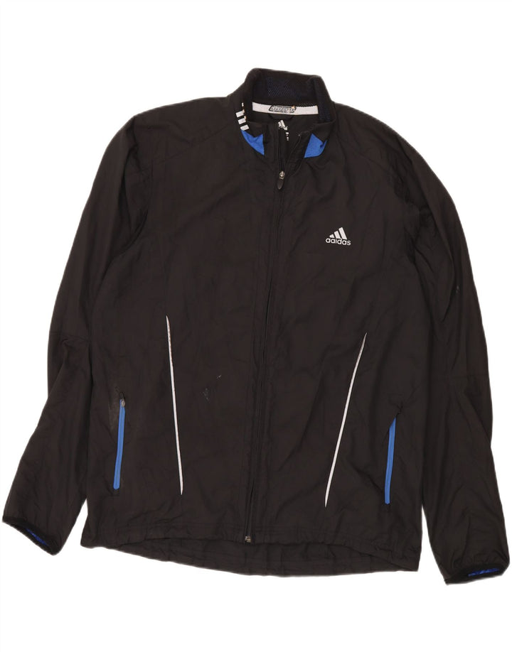 ADIDAS Mens Rain Jacket UK 42 XL Black Colourblock Polyester