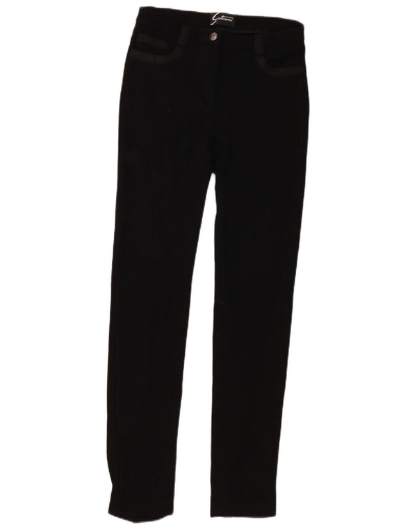 Calça feminina casual skinny Gattinoni UK 8 pequena W28 L31 preta viscose