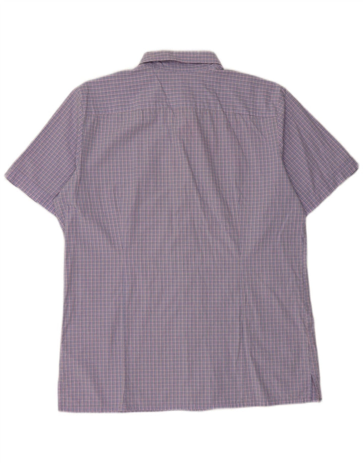 Camisa masculina de manga curta BENETTON 2XL algodão guingão roxo
