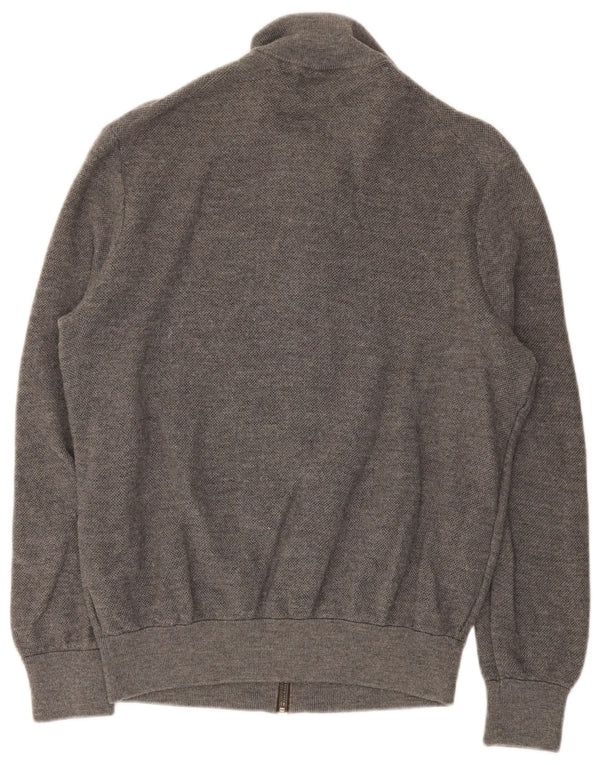 Suéter cardigã masculino Polo Ralph Lauren grande lã merino cinza