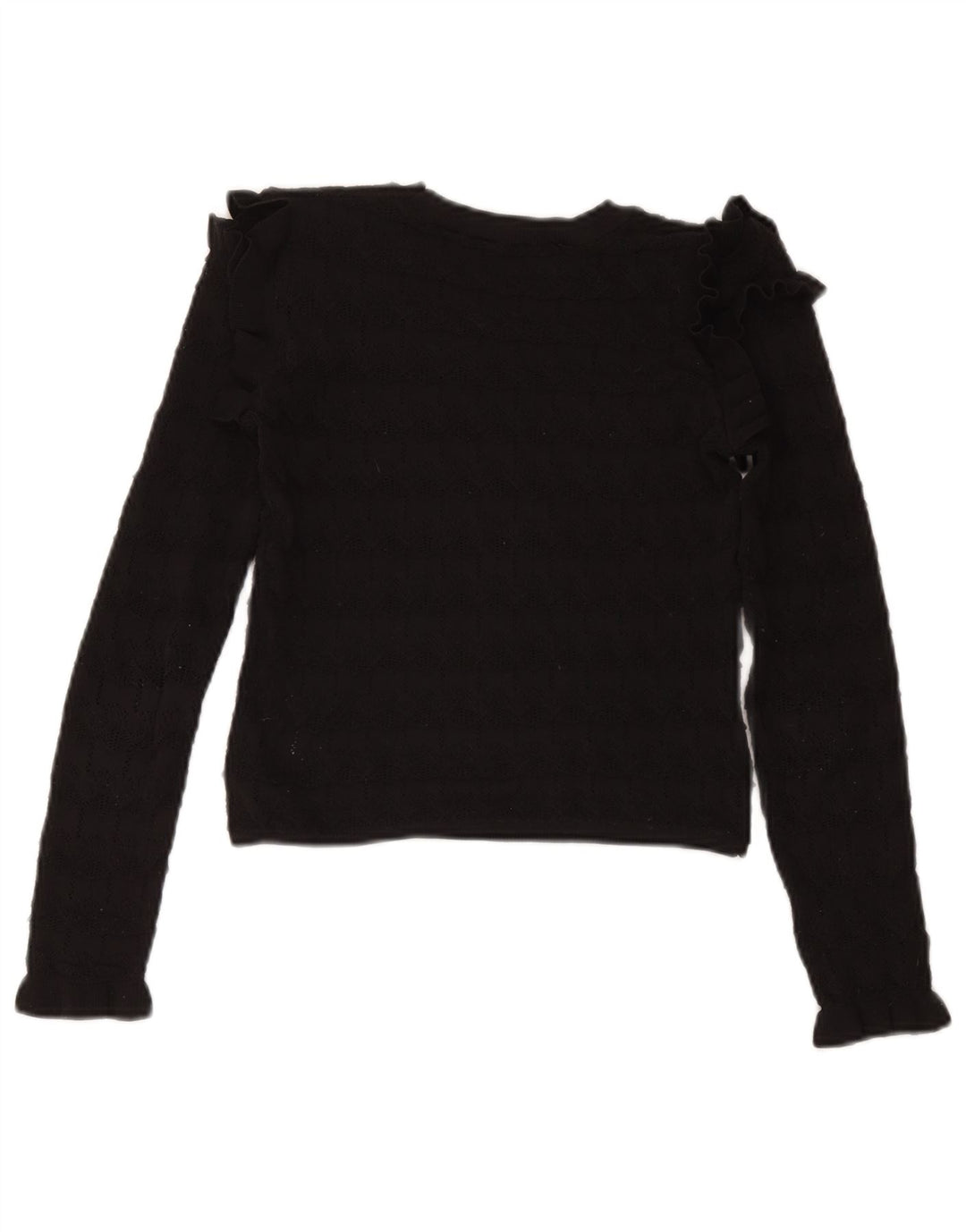 Suéter feminino Zara com gola canoa e gola redonda, pequeno, preto, poliéster