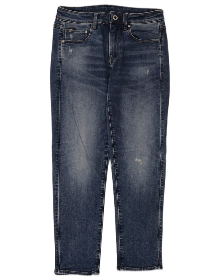 G-Star feminino jeans slim desgastado W24 L30 algodão azul