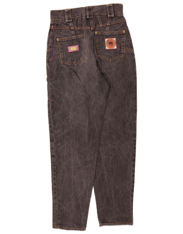 Jeans feminino vintage com cintura alta cônico W26 L30 algodão cinza