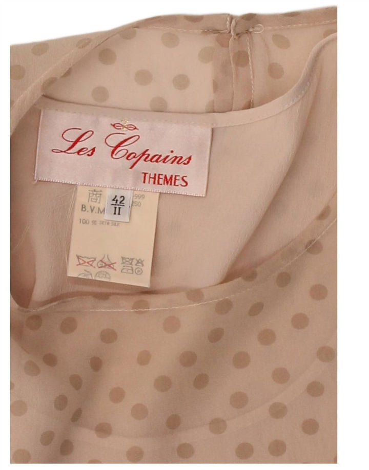 Blusa feminina LES COPAINS Top IT 42 Seda de bolinhas bege médio
