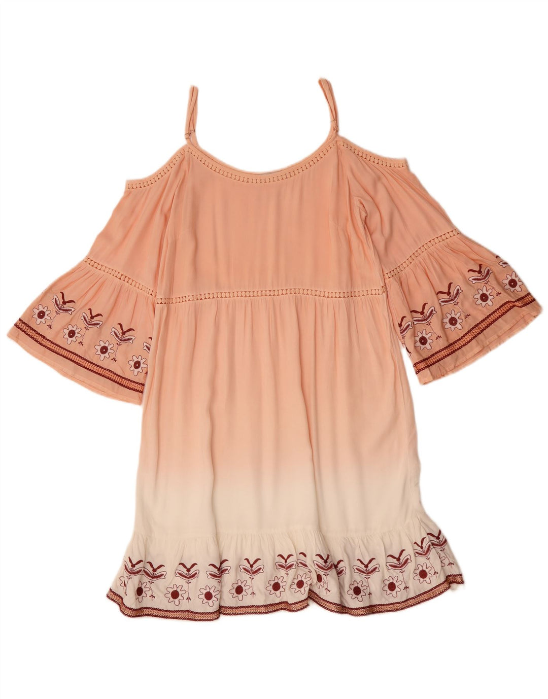 Desigual Vestido feminino manga 3/4 ombro de fora UE 38 médio rosa floral