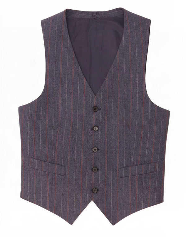 Colete masculino vintage IT 50 grande listra azul marinho