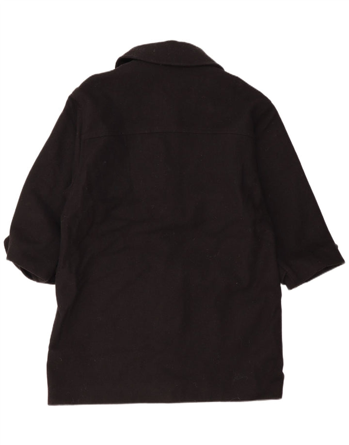 Casaco Duffle Feminino Vintage Oversized Reino Unido 14 Lã Preta Média