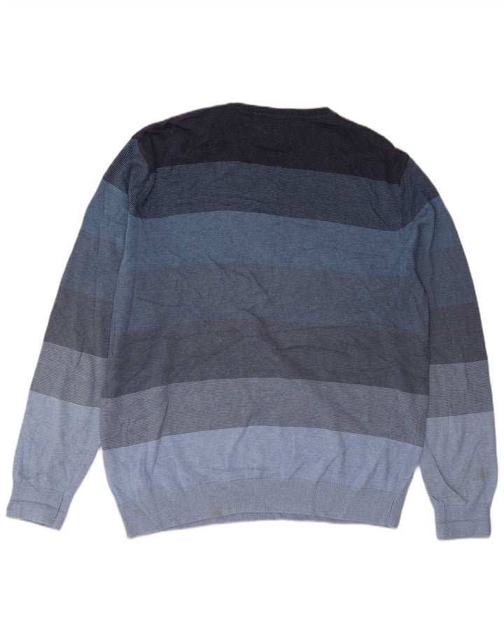 Suéter masculino Marks & Spencer com gola redonda, grande listrado azul