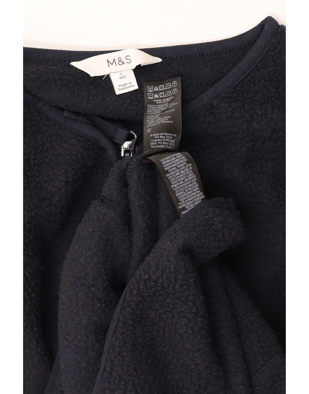 Jaqueta de lã feminina Marks & Spencer Reino Unido 16 grande poliéster azul marinho