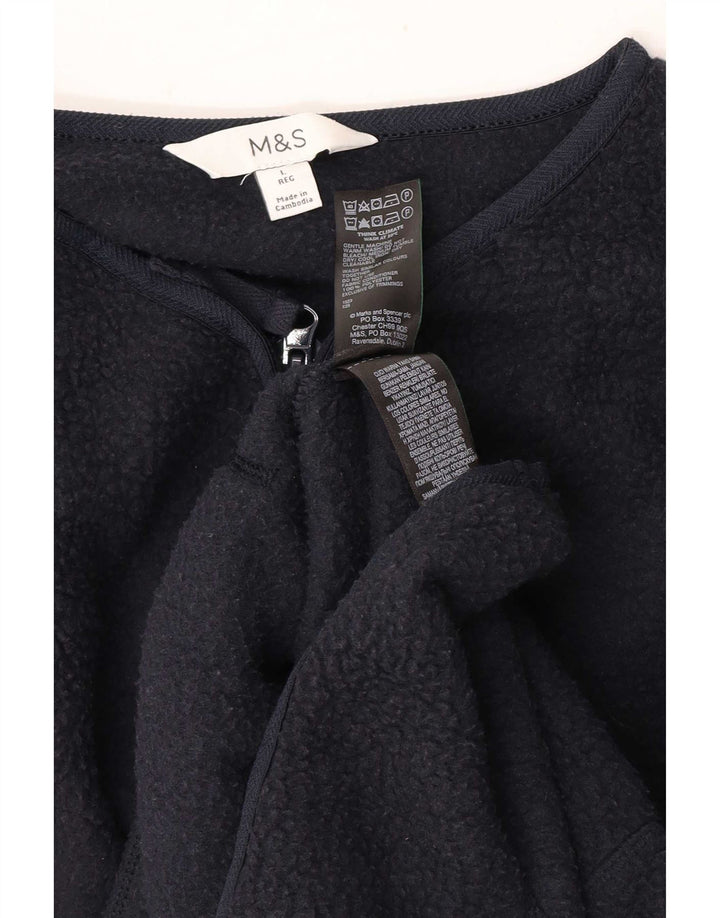 Jaqueta de lã feminina Marks & Spencer Reino Unido 16 grande poliéster azul marinho
