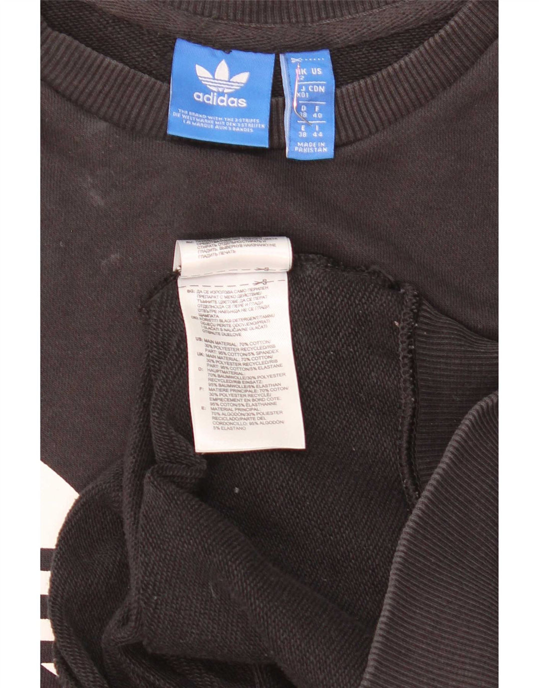 Adidas feminino gráfico moletom jumper reino unido 12 médio preto algodão