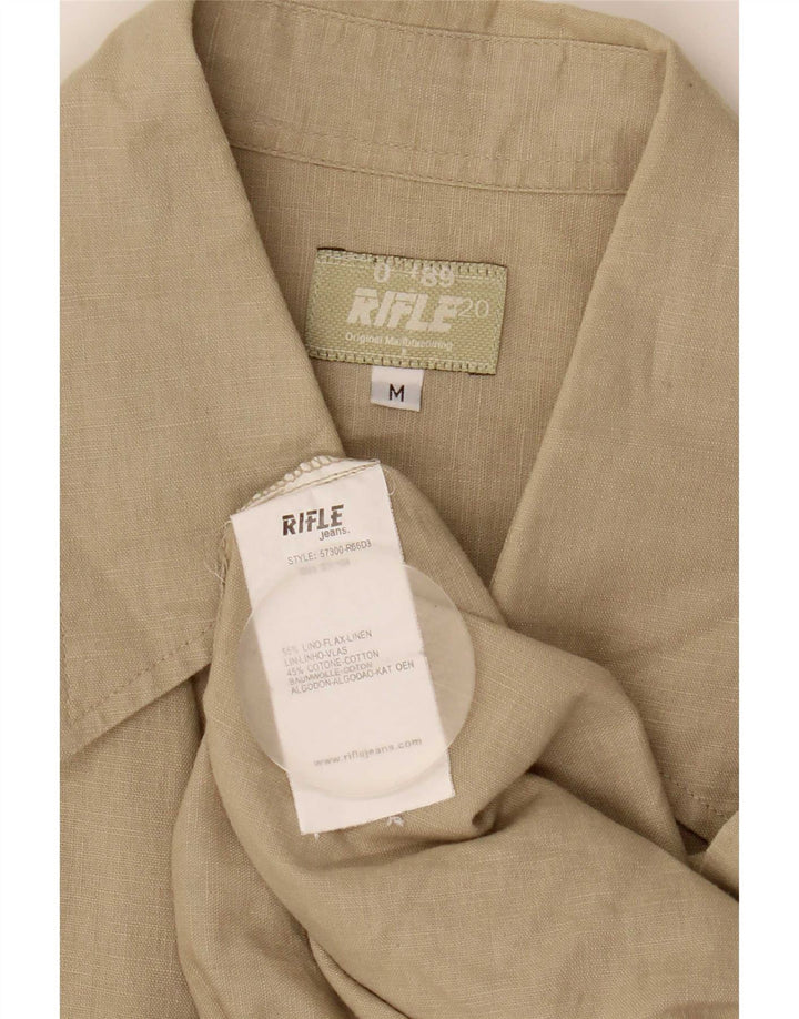 Camisa masculina Rifle linho bege médio