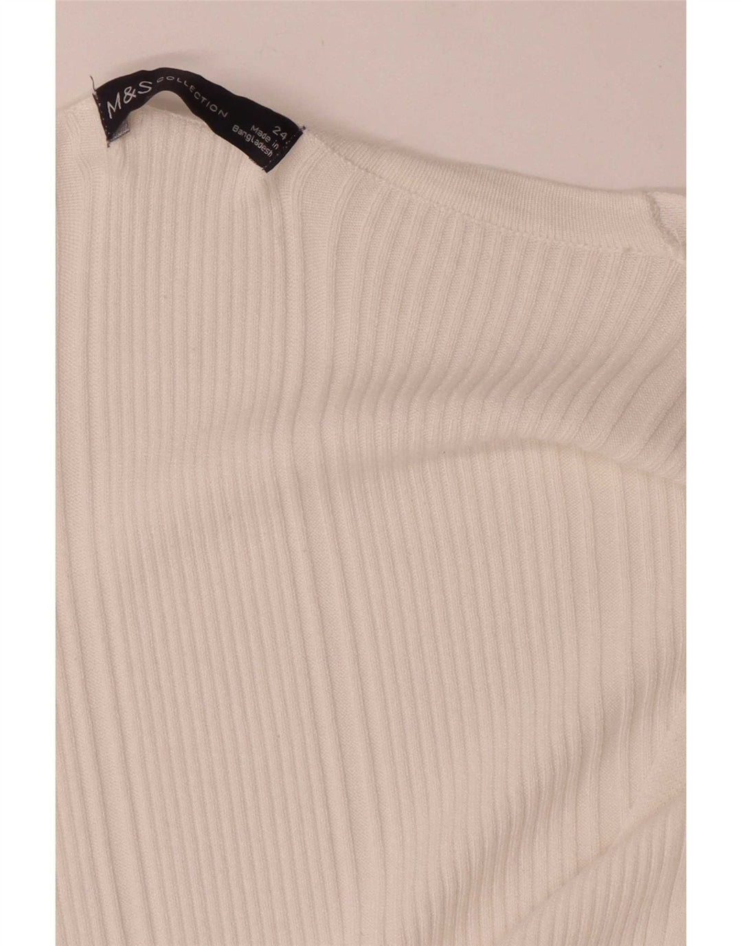 Suéter feminino Marks & Spencer com decote em V UK 24 4XL branco