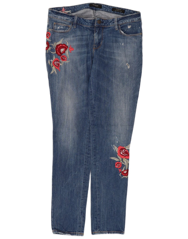 Guess Calça jeans feminina Starlet com cintura baixa e cintura baixa W30 L31 azul floral