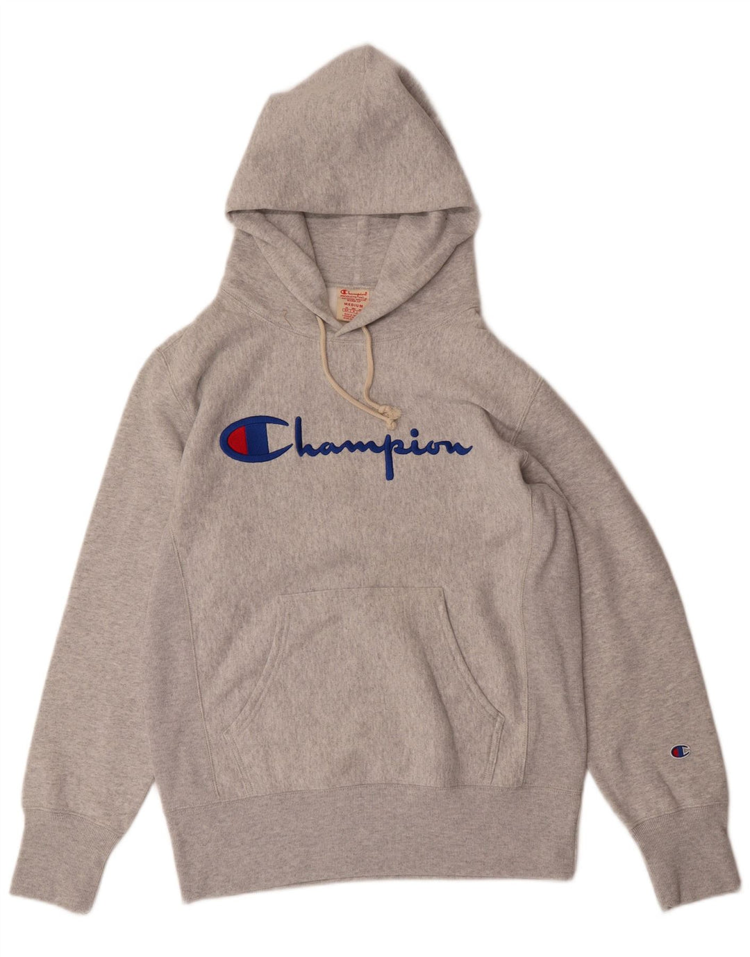 CHAMPION Suéter masculino com capuz gráfico cinza médio algodão