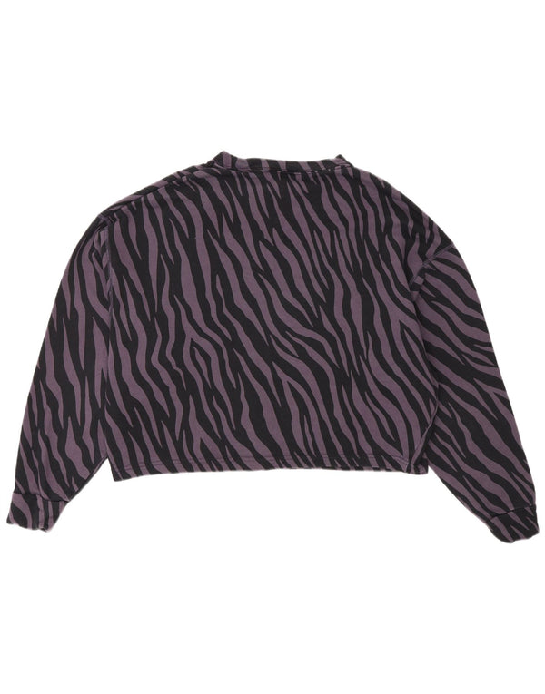 Nike Womens Crop Moletom Jumper UK 10 Pequeno Roxo Animal Print