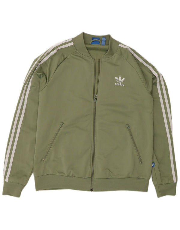 Adidas Womens Graphic Tracksuit Top Jacket UK 16 Grande Verde Poliéster