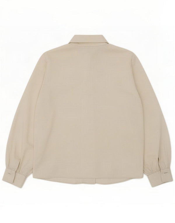 Blusa camisa feminina Zara Reino Unido 16 grande poliéster branco