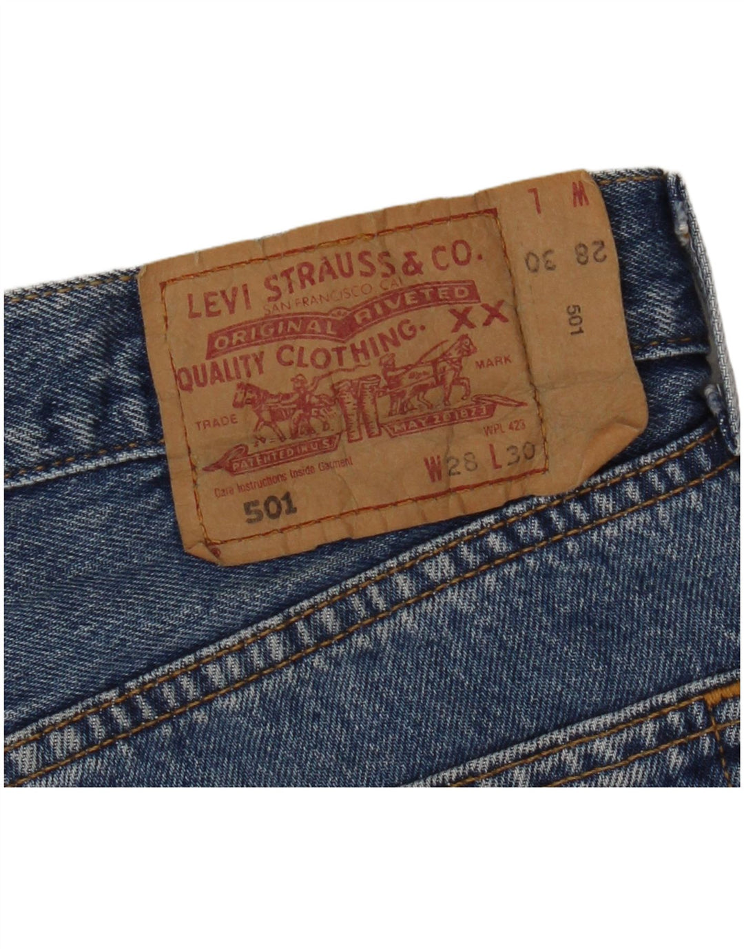 Shorts jeans feminino 501 da LEVI'S W28 azul médio