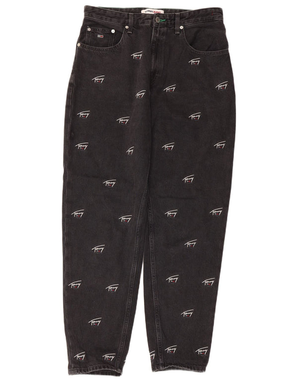 Jeans feminino Tommy Hilfiger Mom Graphic cintura alta cônico W30 L28 preto