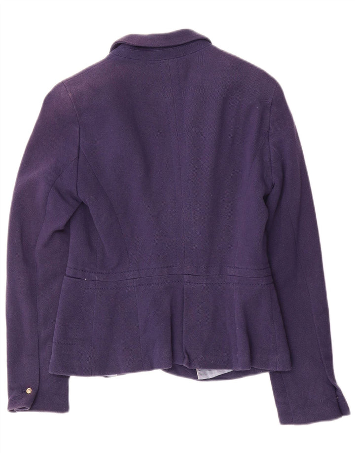 Jaqueta blazer feminina Zara Crop 1 botão Reino Unido 12 algodão azul marinho médio