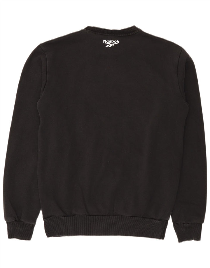 Reebok Mens Graphic Moletom Jumper Pequeno Algodão Preto
