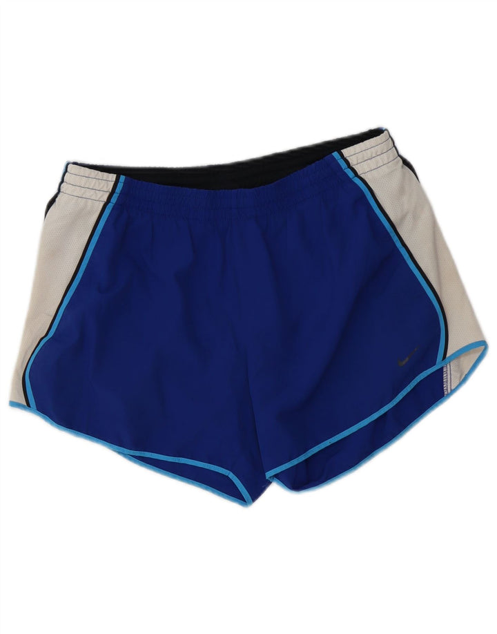Shorts esportivos femininos Nike Dri Fit UK 14 poliéster colorblock azul médio