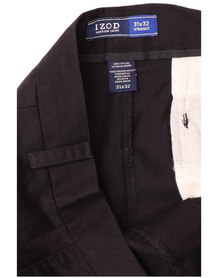 Calça chino reta masculina IZOD W31 L32 algodão azul marinho