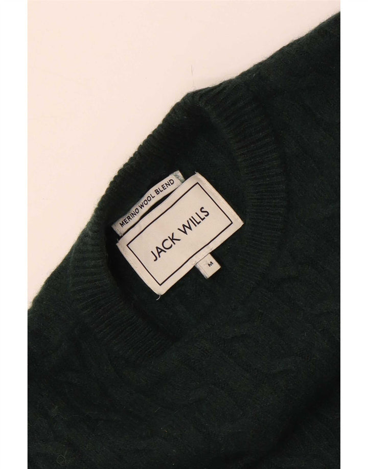Jack Wills Suéter masculino com gola redonda, lã merino verde médio