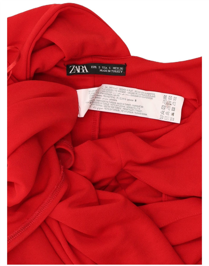 Vestido feminino Zara Halter UK 10 pequeno poliéster vermelho